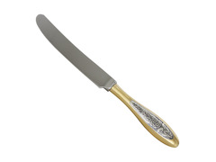 Серебряный столовый нож с черневым декором на позолоченной ручке